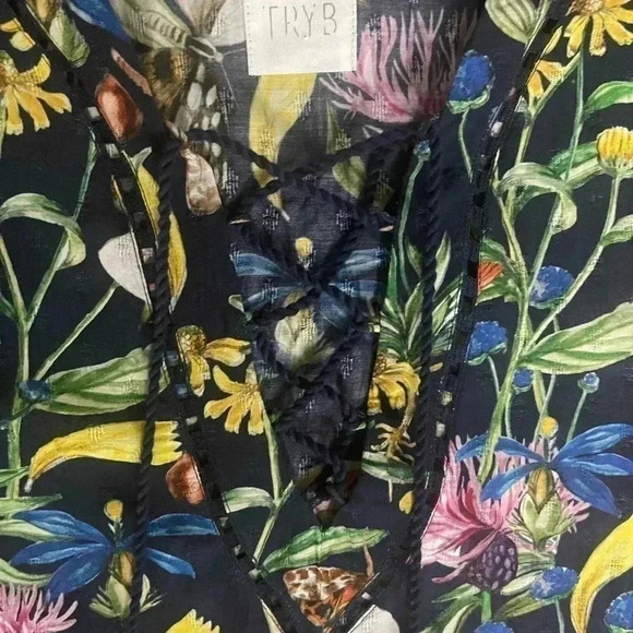 TRYB Anthropologie floral swimsuit beach cover-up fairy core whimsical - Picture 4 of 8